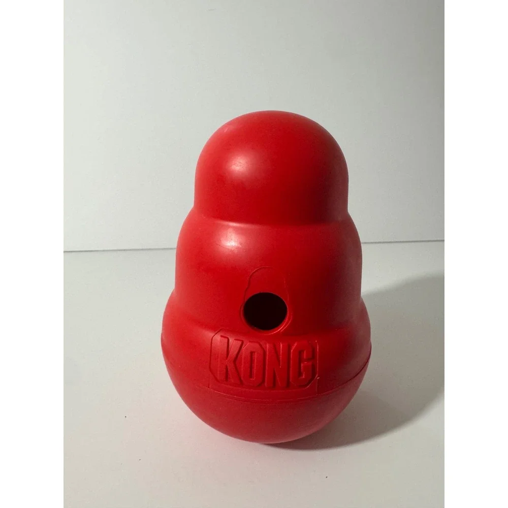 KONG Wobbler Treat Dispensing Dog Toy Large Red Excellent Weighted Base Feeder
